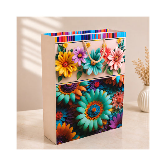 PB21 - 3D Floral Print Large Paper Bag
