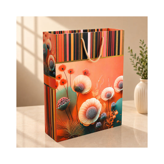 PB31 - Coral Poppy Floral Large Paper Bag