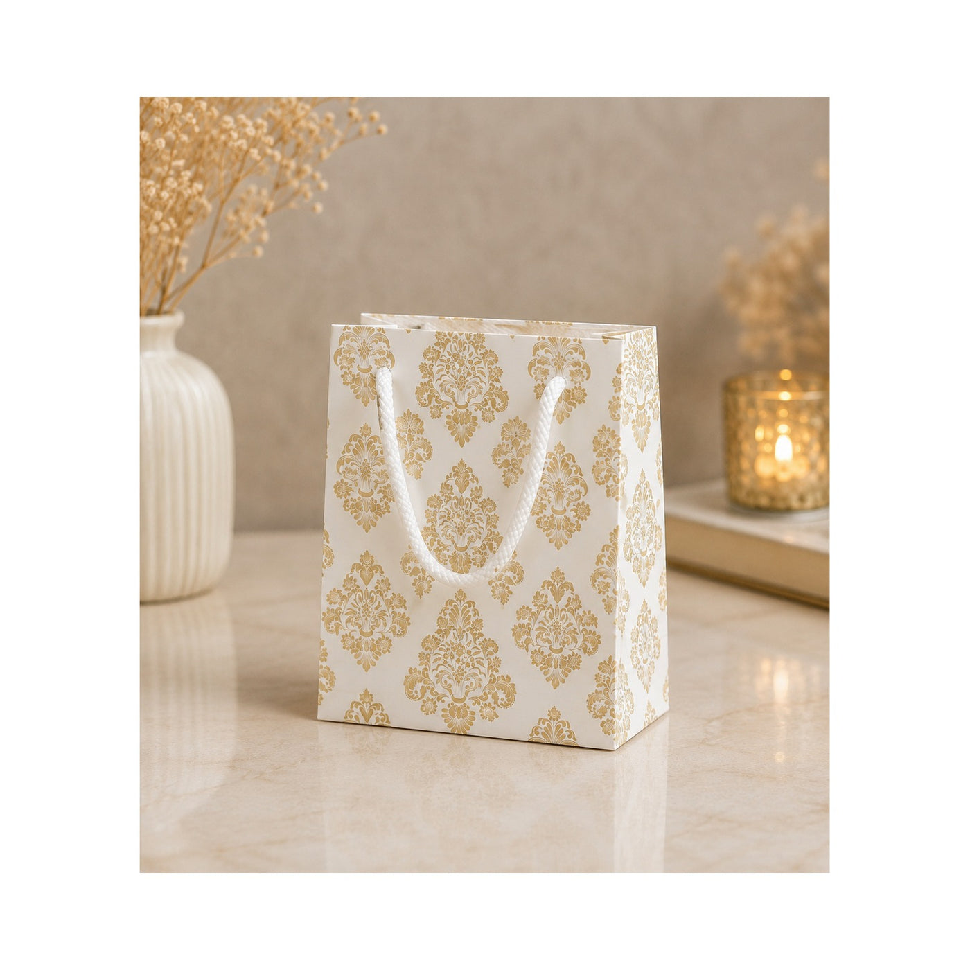 Gold Damask Paper Bag - Grover Traders Paper Bag