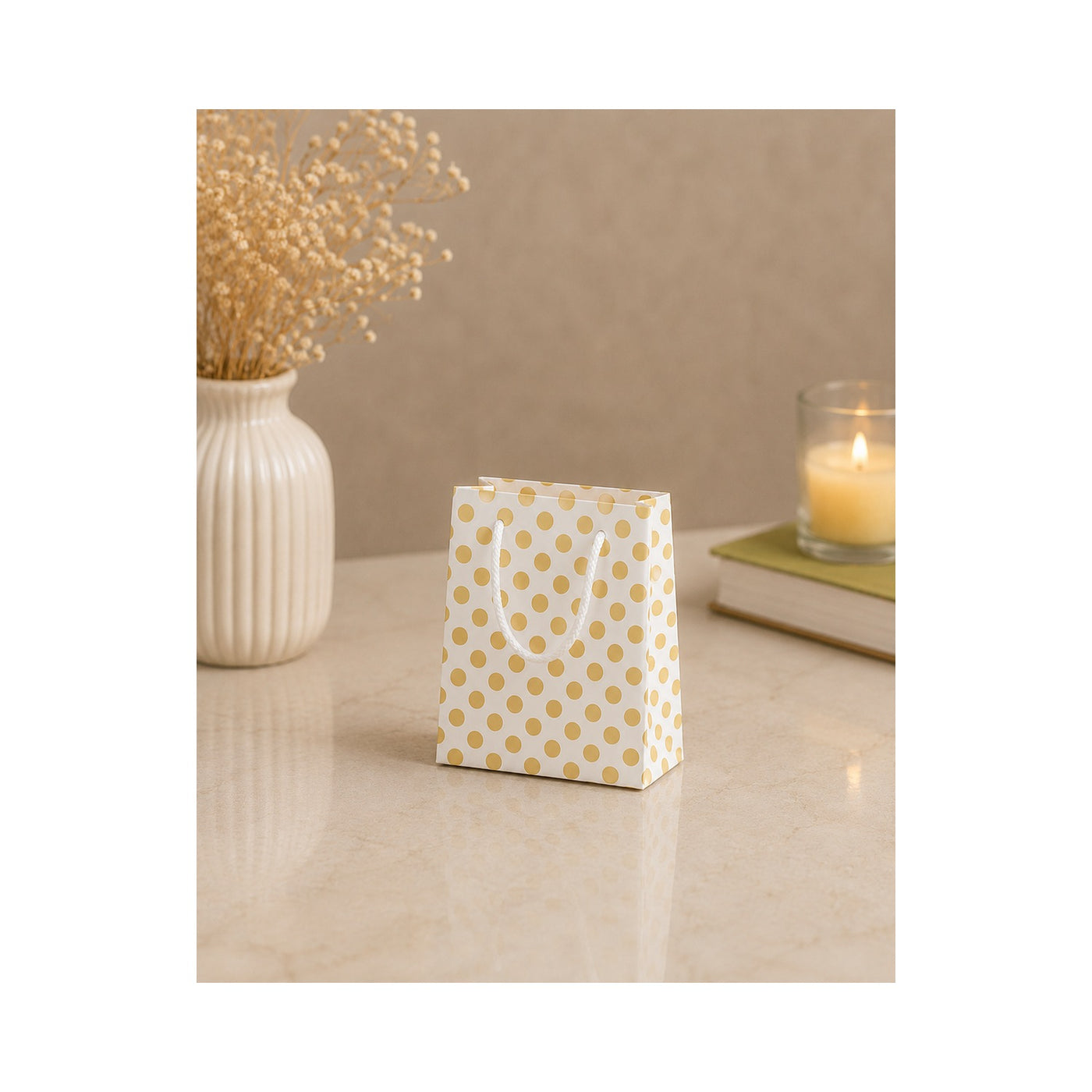 Yellow Polka Dot Paper Bag - Grover Traders Paper Bag