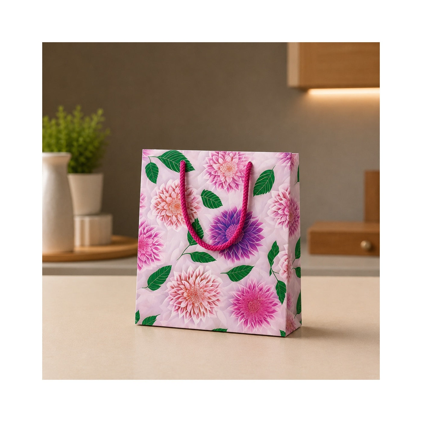 Pink Tulip Paper Bag - Grover Traders Paper Bag