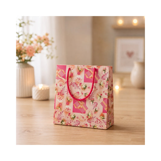 Pink Floral Paper Bag - Grover Traders Paper Bag