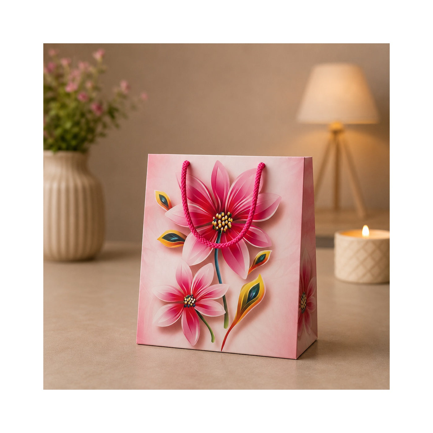 Pink Lotus Paper Bag - Grover Traders Paper Bag