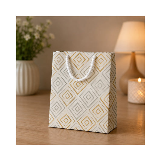 Gold Geometric Paper Bag - Grover Traders Paper Bag
