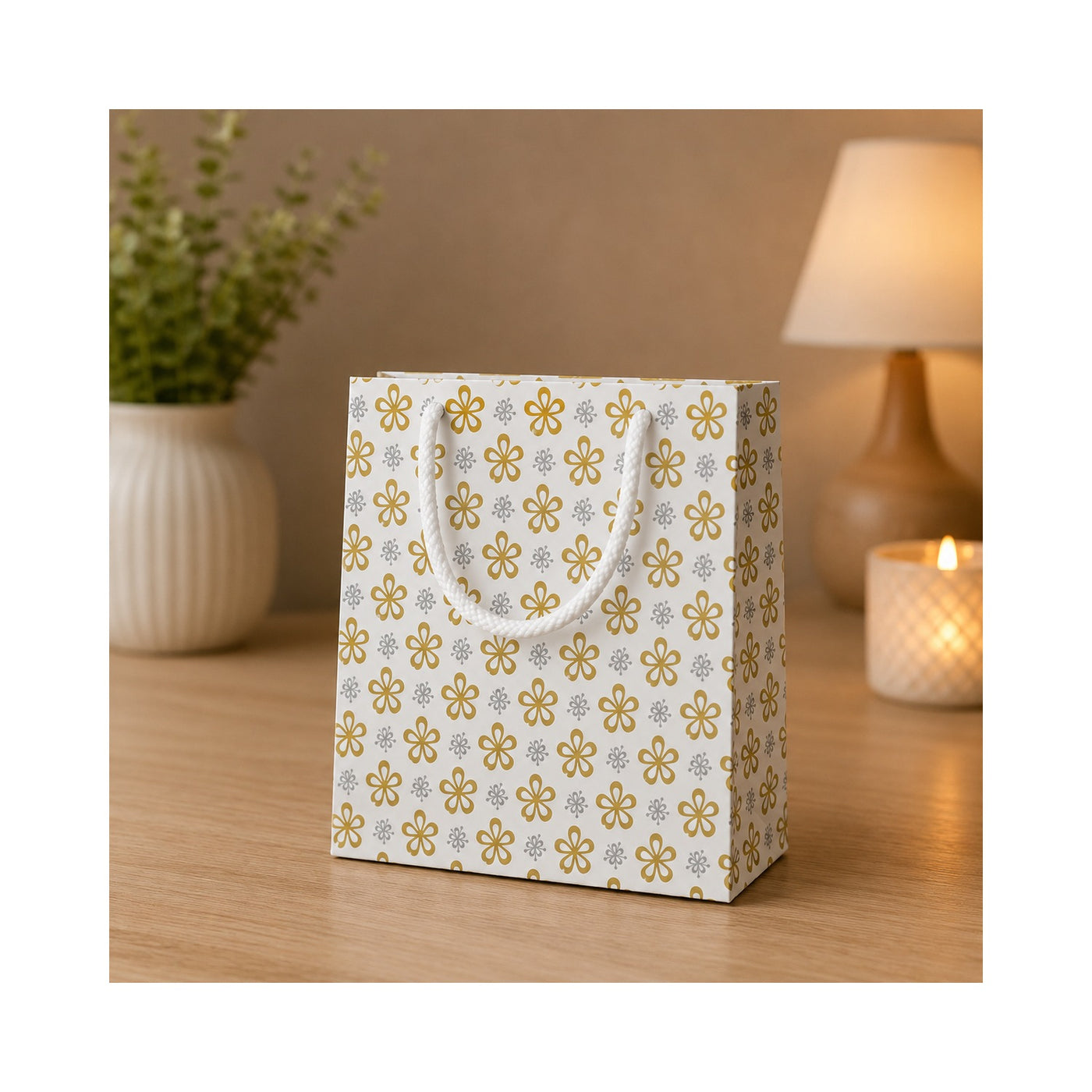 Gold Daisy Paper Bag - Grover Traders Paper Bag