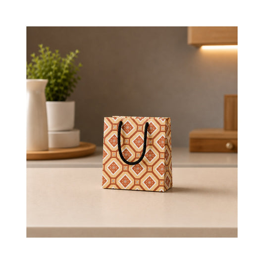 Orange Geometric Mini Paper Bag - Grover Traders Paper Bag