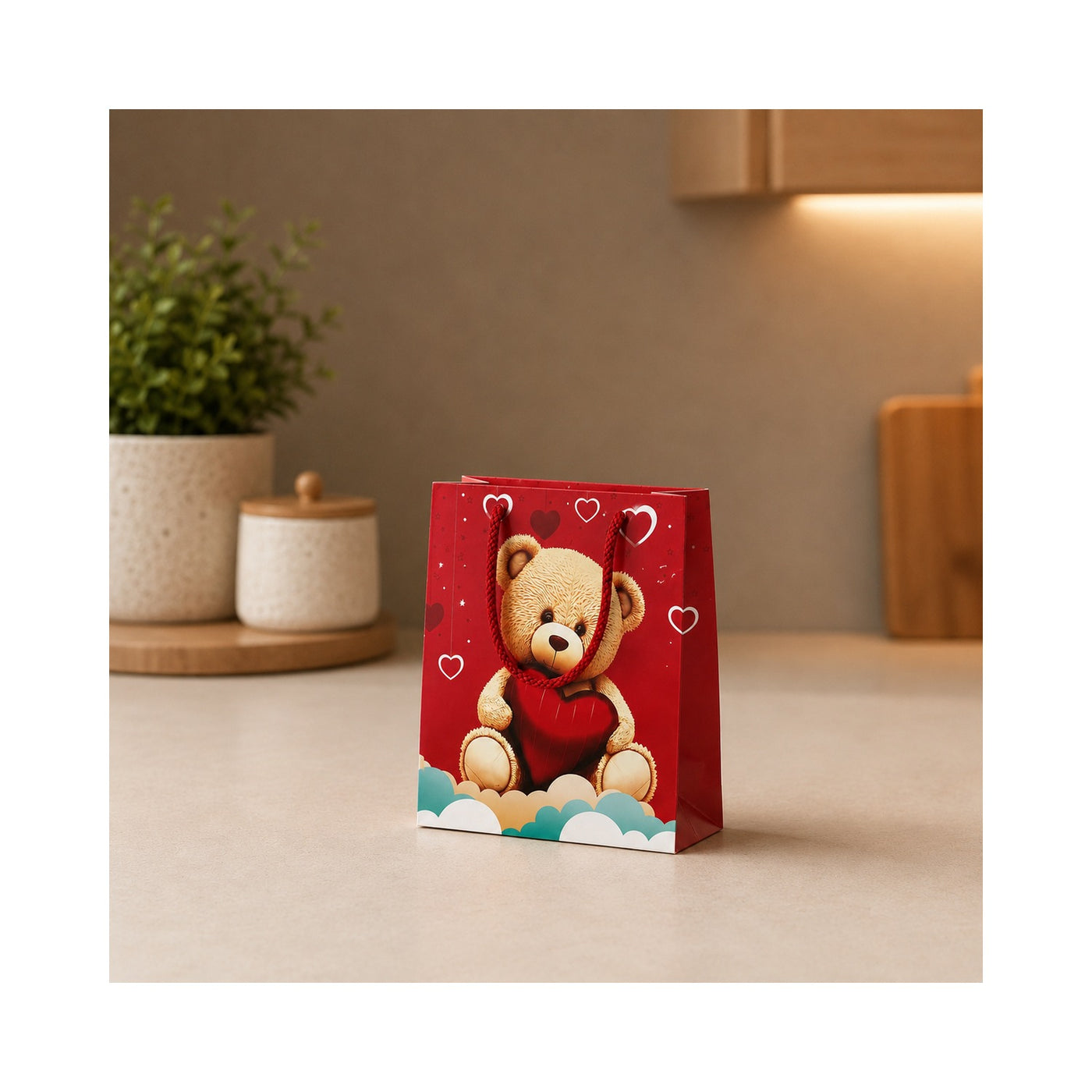 Red Teddy Bear Paper Bag - Grover Traders Paper Bag