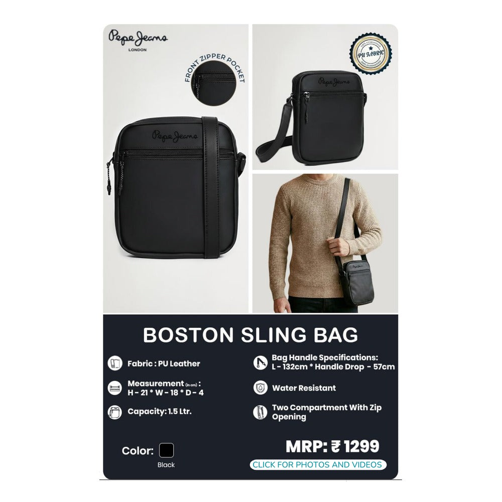 BSB357 - Pepe Jeans Boston Sling Bag - Black