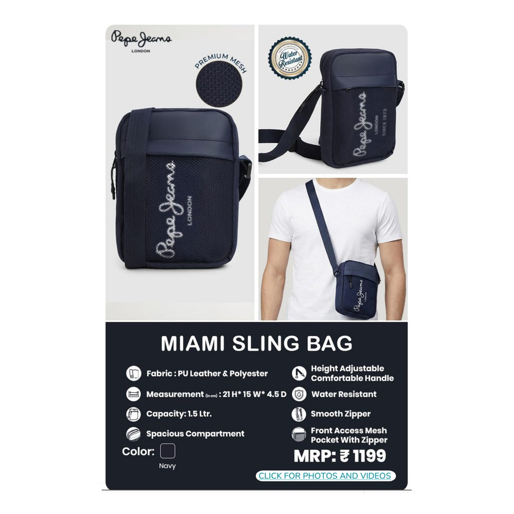 BSB358 - Pepe Jeans Miami Sling Bag - Navy