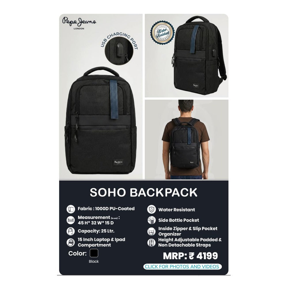 BSB361 - Pepe Jeans Soho Backpack - Black