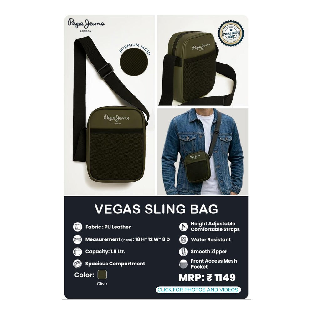BSB356 - Pepe Jeans Vegas Sling Bag - Olive