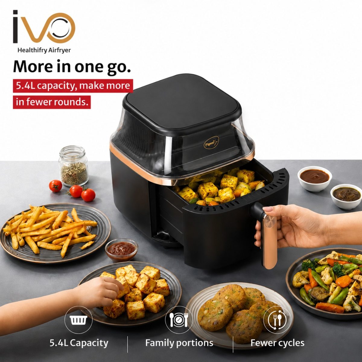 ED380- Pigeon IVO Healthifry 5.4L Digital Air Fryer