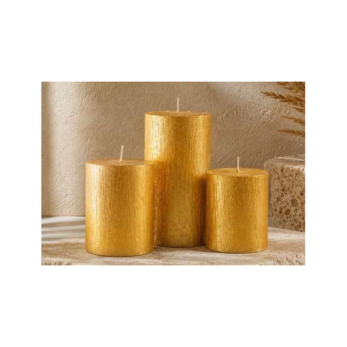 Ribbed Pillar Candles Set of 3