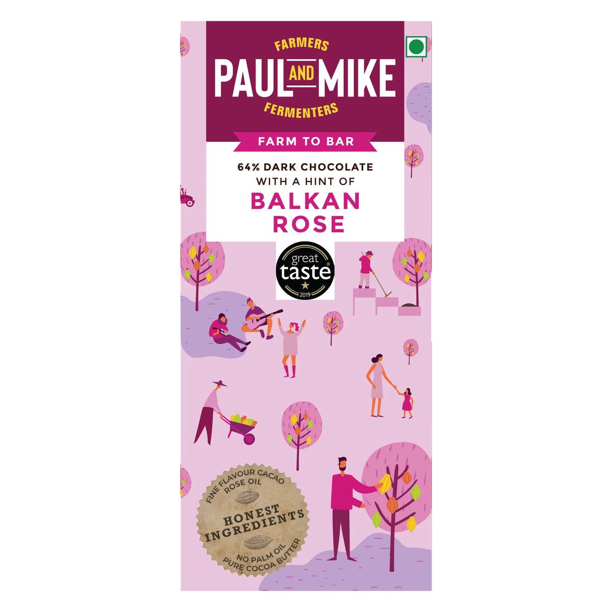 Paul and Mike 64% Dark Balkan Rose Chocolate