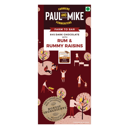 BSE61- Paul and Mike Dark Chocolate with Rum & Rummy Flavoured Raisins
