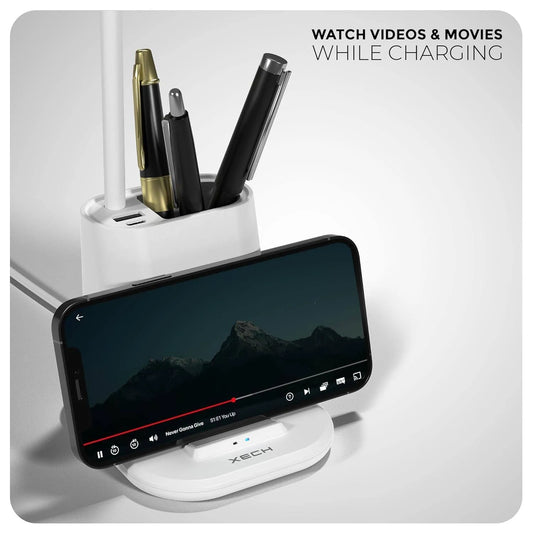 ED74- Xech 3-IN-1 Table Lamp Wireless Charger & Pen Stand