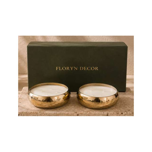 Small Metal Bowl Candle Set of 2