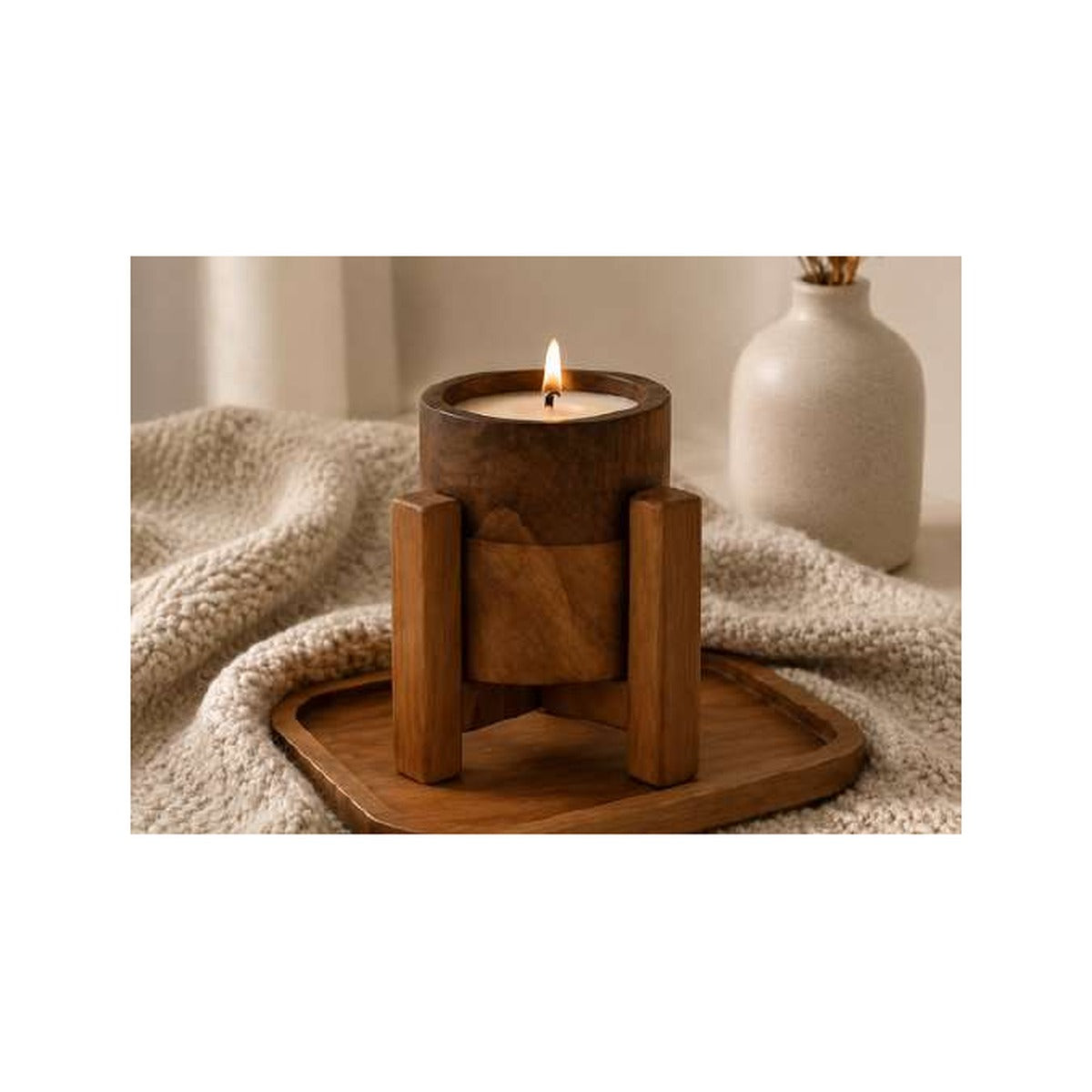 Spectrum Wooden Bowl Candle