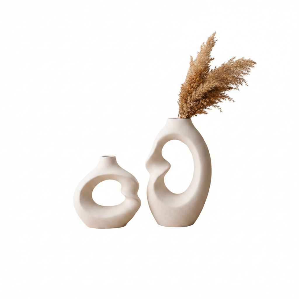 Twisted Ceramic Vase Set of 2