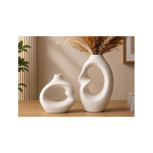 Twisted Ceramic Vase Set of 2