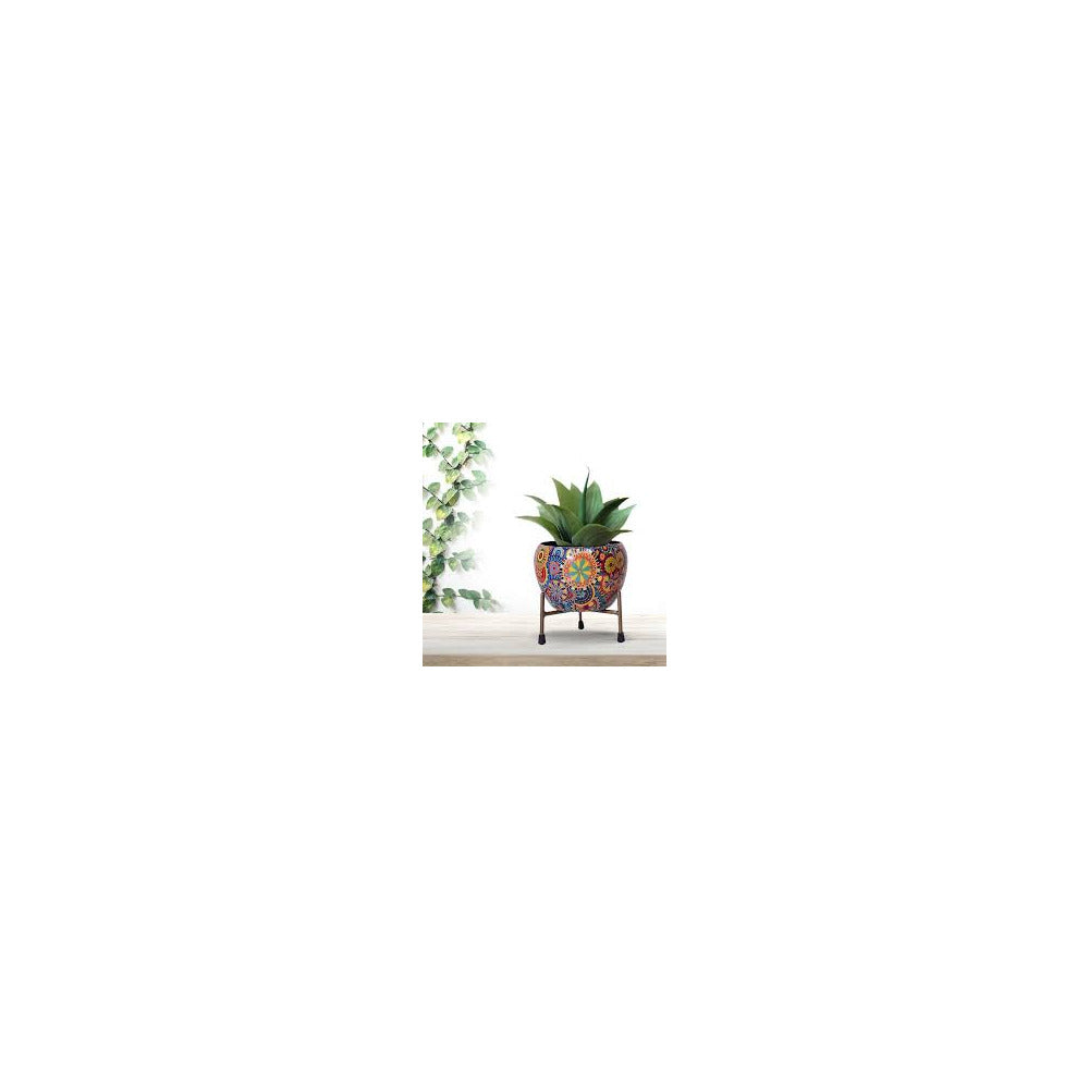 ME03-104 - Metal Round Pot - Snake Plant