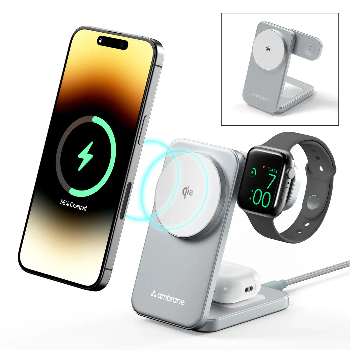 ED140- Ambrane AerosynQ Trio 2 Wireless Charger