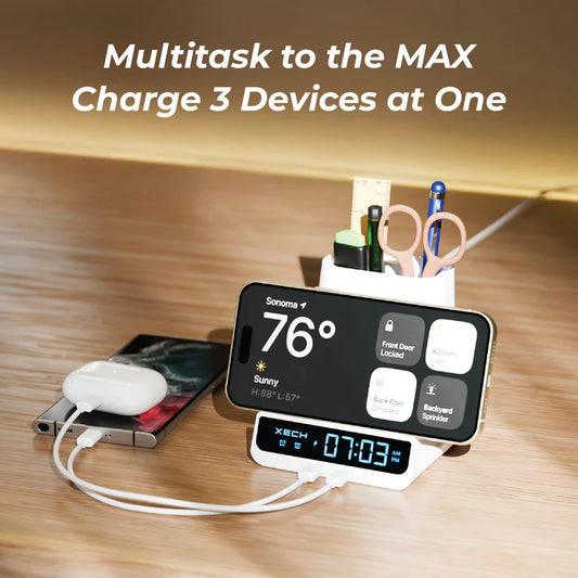 ED206- Xech Quest Max Clock with Pen Stand & Wireless Charger
